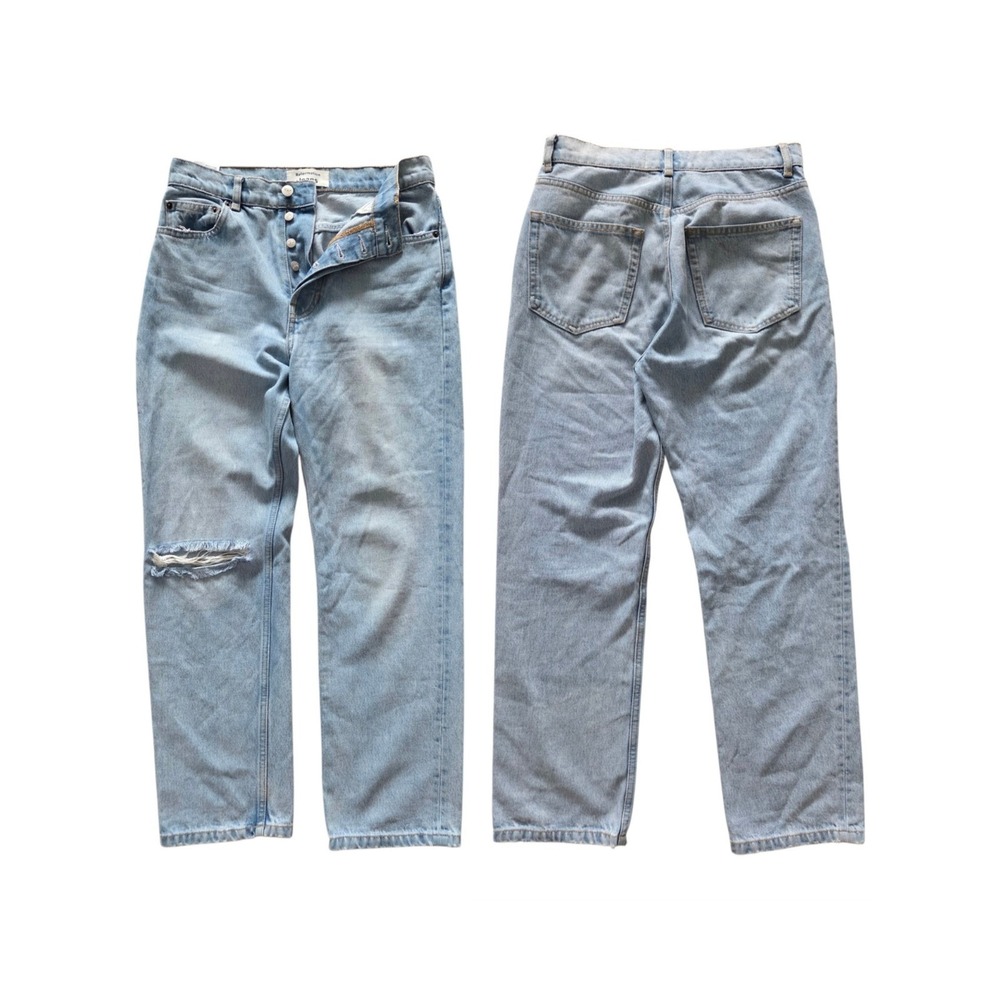 Reformation Cynthia High Rise Straight Cropped Jeans Women's 26 Button Fly Blue